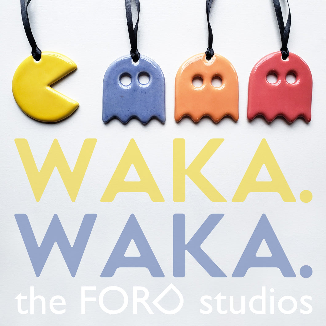 Pac-Man Ceramic Ornaments by Jive Pottery