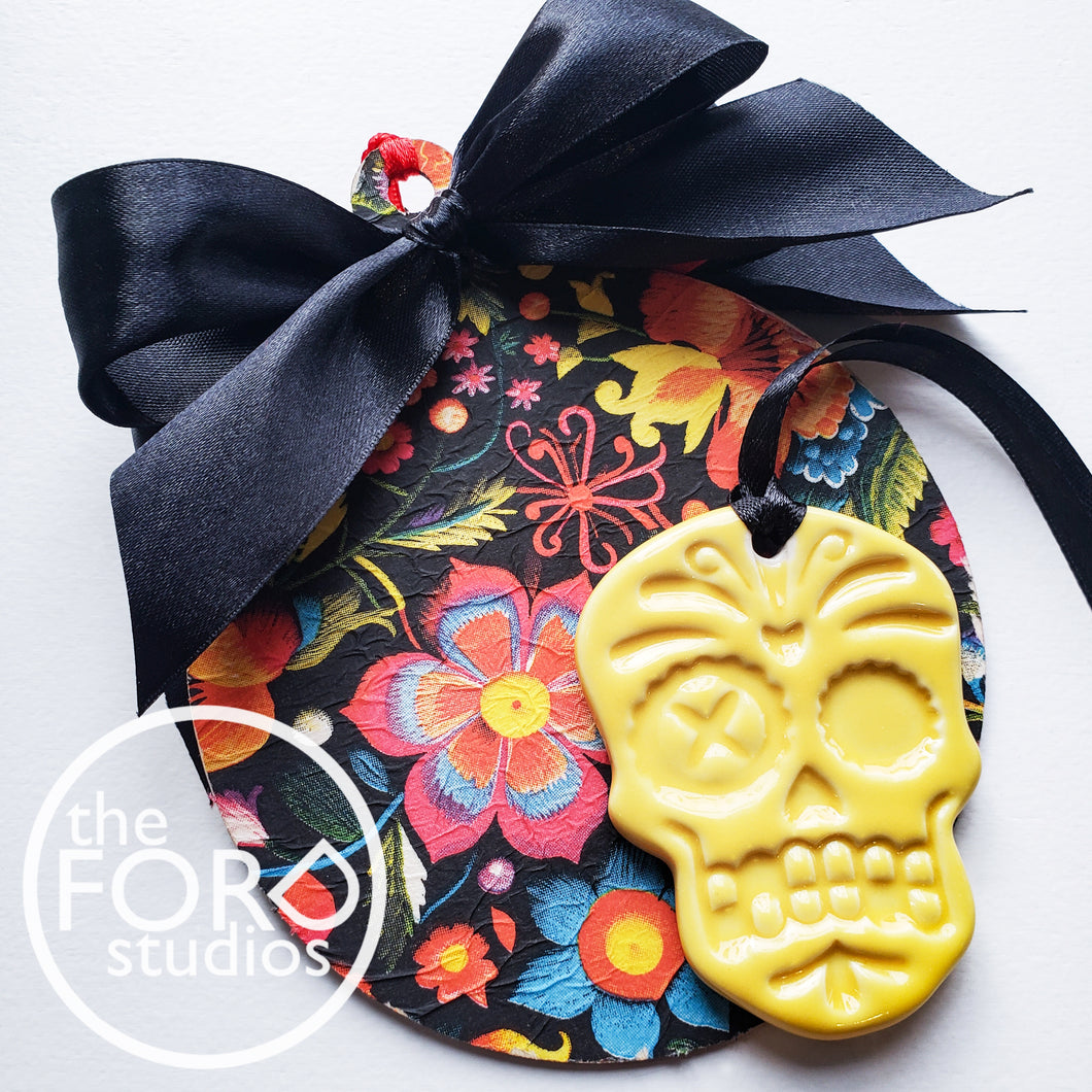 Sugar Skull Ceramic Ornaments by Jive Pottery