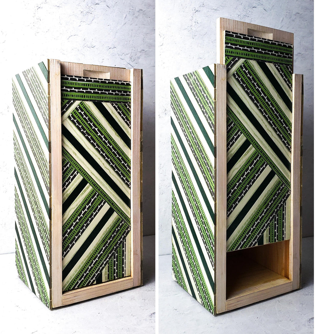 GREEN STRIPES Wooden Box by Emily Shane