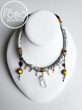 Load image into Gallery viewer, Crystal Quartz &amp; Blue Silk Statement Necklace by Jillian Platt (Troy, NY) available at The FORD Studios in Marion, VA
