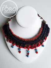 Load image into Gallery viewer, Handwoven Black &amp; Red Statement Necklace by Jillian Platt (Troy, NY) available at The FORD Studios in Marion, VA
