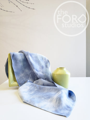 Blue Smoke Shibori Silk Scarf by Deborah Adams available at The FORD Studios in Marion, VA.