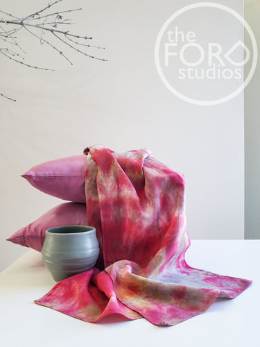 Dark Rose Shibori Silk Scarf by Deborah Adams available at The FORD Studios in Marion, VA.