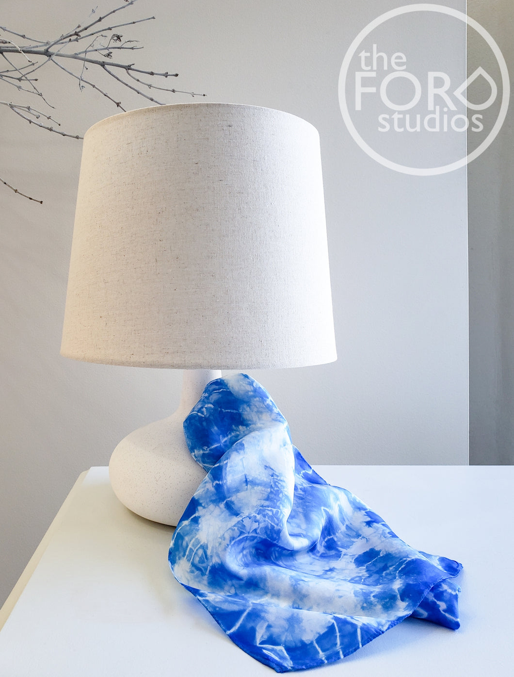 Blue & White Shibori Silk Scarf by Deborah Adams available at The FORD Studios in Marion, VA.