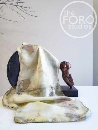 Eco Leaf Print Hand-Printed Silk Scarves by Deborah Adams