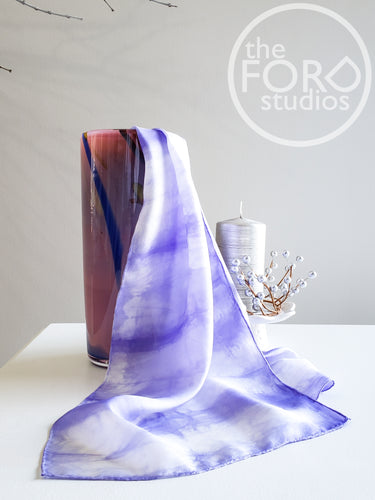 Violet & White Shibori Silk Scarf by Deborah Adams